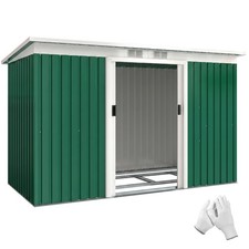Outsunny 9 x 4FT Metal Garden Storage Shed w/ 2 Door, Dark Green