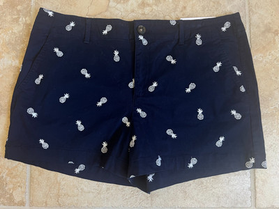 LOFT 4'' shorts size 12 The washed twill short blue pineapples
