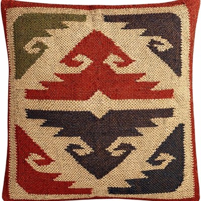 Handwoven Kilim Pillow Cover 18x18 Inch- Wool Jute Cushion Cover, Boho Throw ...
