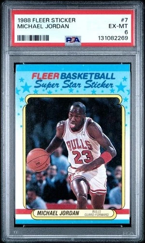 1988 Fleer Michael Jordan Sticker #7 PSA 6
