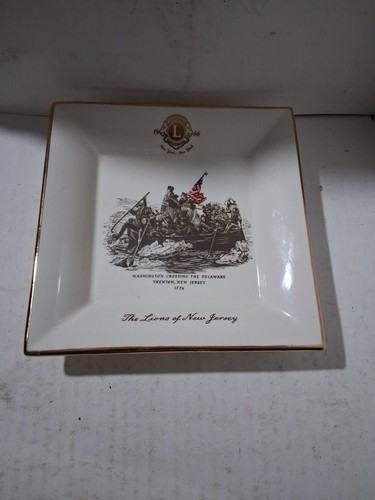 VINTAGE CENDRIER / PLAT A LANGER LIONS INTERNATIONAL 1966 LES LIONS DU NEW JERSEY 7x7 - Photo 5/5