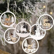 Winter Wonderland Ornaments for Christmas Tree - 6 Pack Christmas Wooden Orna...