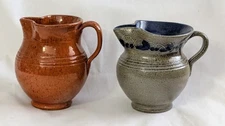 2 Early JUGTOWN Ware NC Art Pottery Pitchers BEN OWEN Signed 