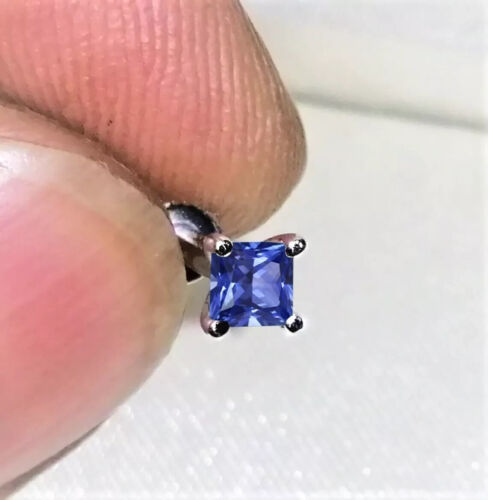 0.50Ct Princess Cut Women's Nose Pin Simulated Sapphire 14K White Gold Plated