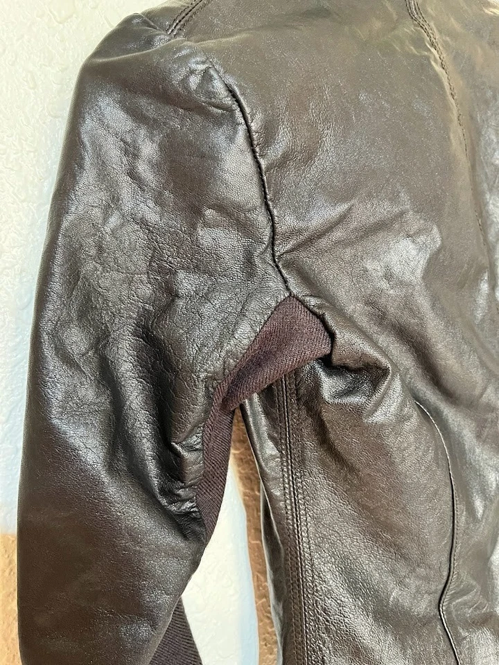 CHAQUETA DE JINETE $745 JUNIO NEGRA 100% CUERO GENUINO ABRIGO TALLA S Foto 4 de 4