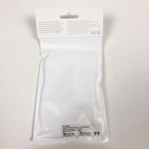 New Apple iPad Dock Connector to VGA Adapter Model A1368 30 Pin White Cupertino - Photo 2/4