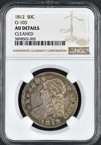 1812 Bust Half Dollar 50C O-103 AU Details Cleaned NGC Coingiants