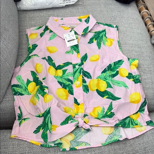 J Crew Crewcuts Girls' sleeveless tie-front button-up top Size 12 - Picture 2 of 5