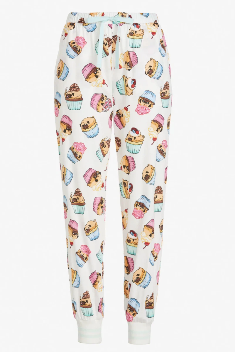 NEW PETER ALEXANDER PUG CAKE CUFFED DOG FASHION PJ PANTS WOMENS SMALL S RP 79.95