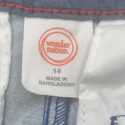 Wonder Nation Boy's Size 14 Adjustable Waist Flat Front Short Blue Palm Leaf New - Picture 5 of 12