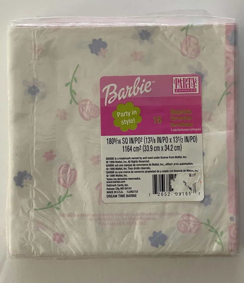 De Colección Servilletas Barbie Princesa Fiesta Almuerzo Rosa Cumpleaños 1 Sellado 16ct 1999 Y2K Foto 2 de 4