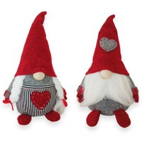 1X Wichtel Figur Aus Filz Deko TüRstopper 21Cm Hoch Rot Grau Weihnachten Deko