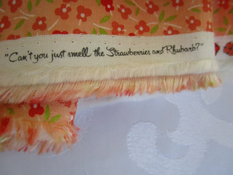 Moda FRESAS Y RUIBARBO 20402 12 Coral Melocotón Naranja HIGUERA Tela Edredón Foto 2 de 4