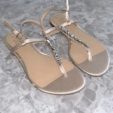 Jewel badgley mischka Dafina metallic crystal thong sandal 7