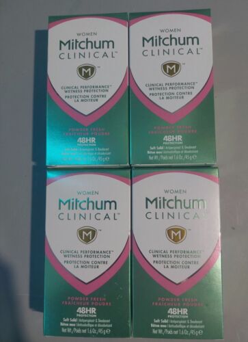 4x Mitchum Women Clinical Powder Fresh AntiPerspirant Deodorant Soft Solid 1.6oz