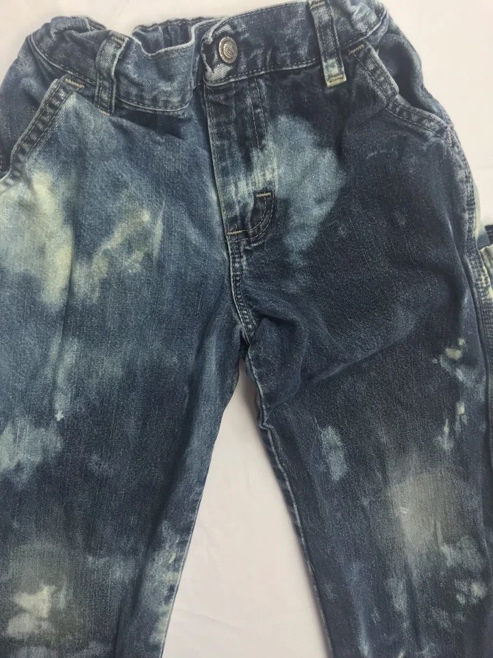 Vintage Boys Jeans Custom 7 R Waist Button Tie Dyed Distressed Destroyed Blue - Image 2 of 4