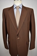 1970-80's Foreman  Clark Solid Brown Polyester Two Piece Suit Size: 44R