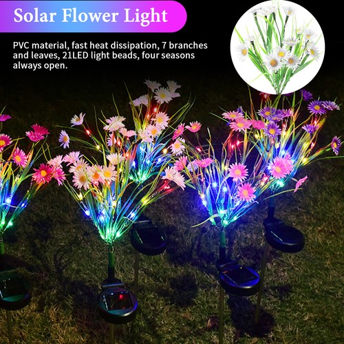 1/2/3/4 LED Solar Daisy Flower Light Outdoor Garden Pathway Landscape Stake Lamp - Bild 42 von 48