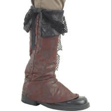 Pirate Boot Tops Brown Seven Seas Fancy Dress Halloween Adult Costume Accessory