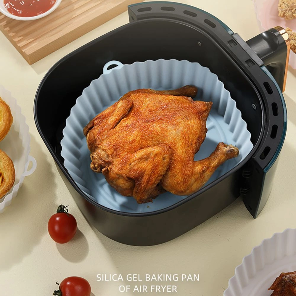 Soft Cooking Baking Tray For Air Fryer Silicone Pot Reusable Baking Basket