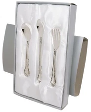 Stephan Baby Silver Plated Feeding Set 3 Piece Non Tarnish Gift Boxed