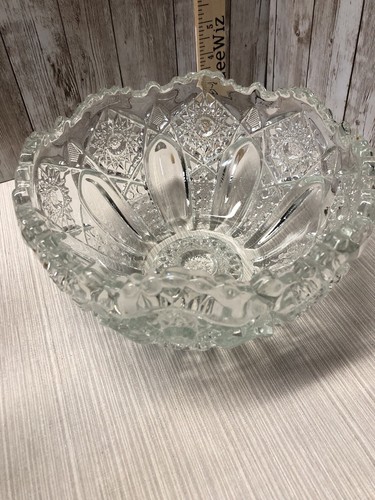 Vtg L.E Smith Imperial Deep Glass Bowl Star Pattern America Made 4+ Lb FREE SHIP - Picture 18 of 18