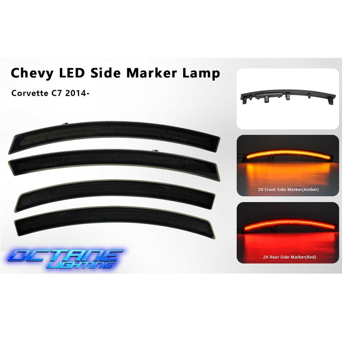 Smoked Front & Rear LED Side Marker Light Lens Set For 2014-2019
