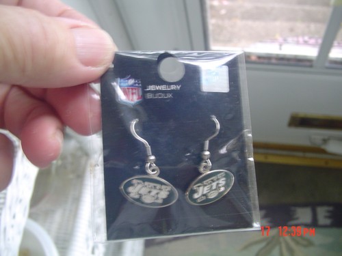NFL New York Jets Football Official Fan Gear Dangle Fashion Earrings 2008 NOS - Picture 2 of 3