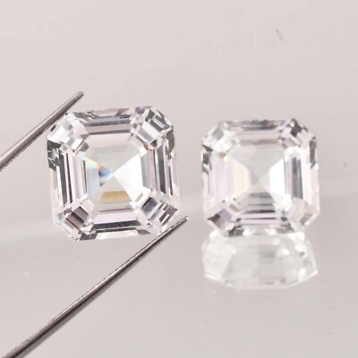 1 Pair 9x9 MM Natural White Ceylon Sapphire Square Cut Loose Gem GIT Certified