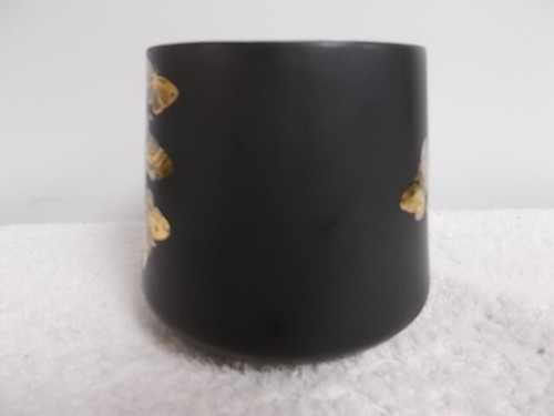 Halloween Spooky Skull Gold Moths Black Ceramic Coffee Tea Cup Mug - Picture 2 of 6