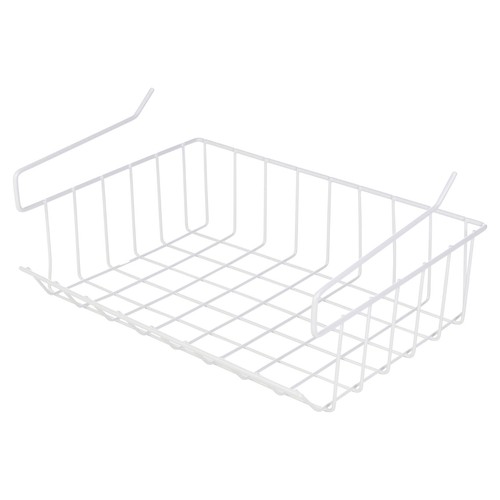 White Under Shelf Table Storage Basket Rack Kitchen Wire Mesh