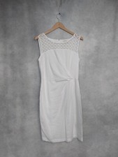 monsoon dress Size 10, White Linen Dress, Summer Dress Pencil, Midi Dress VGC