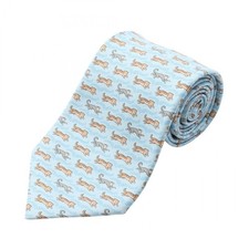 HERMES Tiger Monkey pattern Tie silk Blue Multicolor Used mens
