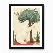 Polar Bear Scratching Its Back Agai Framed Wall Art Poster Canvas Print Picture
