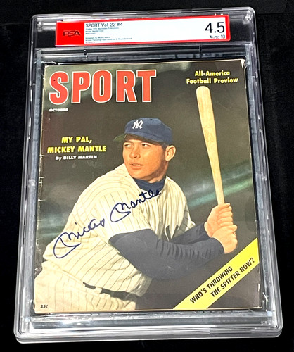 1956 Sport Magazine Mickey Mantle Cover and Auto PSA 4.5 Auto 10 W/Free Shipping