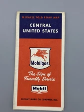 1950s MOBILGAS Mobil Oil Gas Station MAP CENTRAL UNITED STATES Vintage Advertise