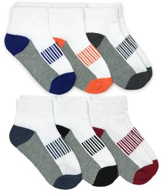Boys Sporty Half Cushion Quarter Socks 6 Pair Pack Athletic Cotton Blend