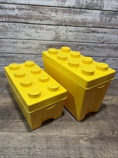 LEGO Storage Brick Cases 8 Stud Yellow Plastic Containers Bin Box 13x5 13x8