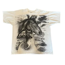 Vintage 1990s Springhill Western Horses AOP shirt Size XL