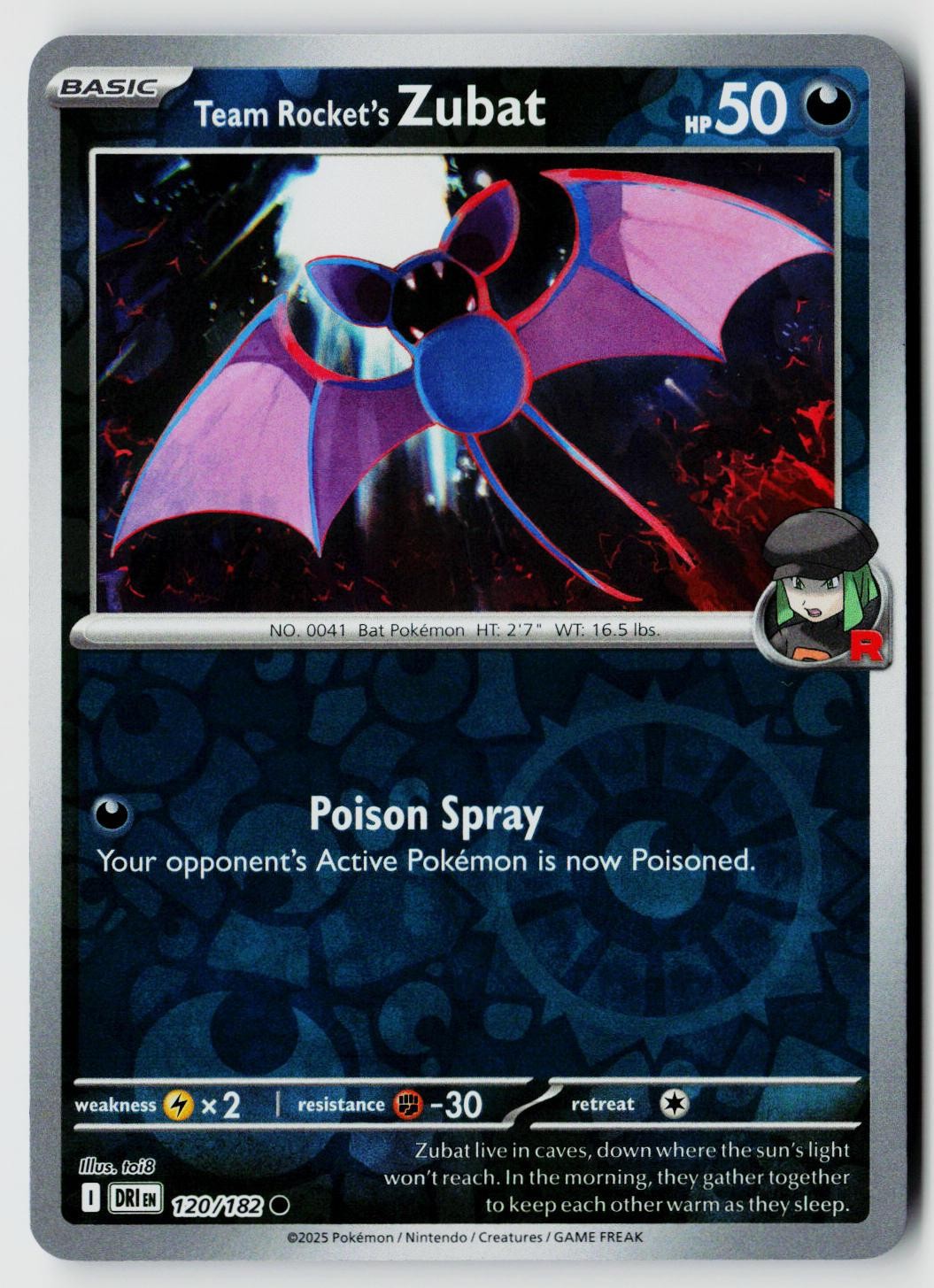 Pokemon SV10: Destined Rivals #120/182 Team Rocket's Zubat Reverse Holo