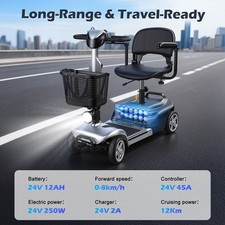 4 Wheels Mobility Scooter for Adults  Seniors, Lightweight Foldable 5 MPH Speed