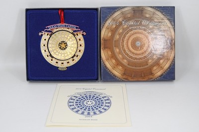 2004 Texas State Capitol Dome Christmas Ornament 3D Gold Metal w/ Box Flyer