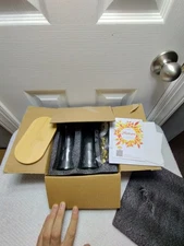 Oil and Vinegar Dispenser Set with Bamboo Tray 300ml Glass Bottle Gold Spout A