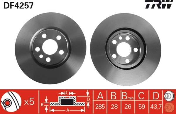 2X TRW Bremsscheibe DF4257 FüR Lancia Peugeot Fiat CitroËN C8 Phedra Ulysse 807-image