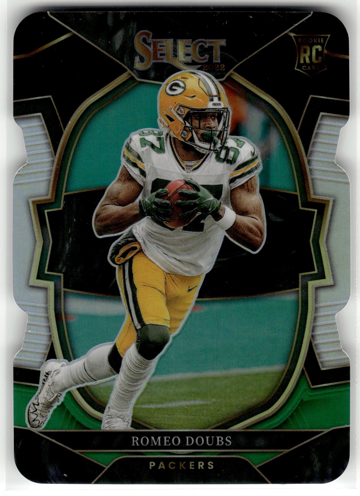 Romeo Doubs 2022 Panini Select #54 Rookie Packers Black Green Prizm Die Cut RC