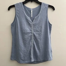 KUHL tank top Women's M Shay Blue Sleeveless V-neck Lightweight Embroidered READ