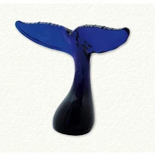 Blue Whales Tail Egyptian Blown Glass Christmas Ornament Made in Egypt 2.5 Inch