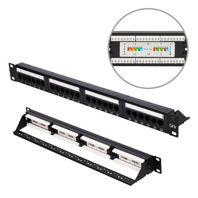 Patchpanel CAT5E UTP Patchfeld 24-Anschluss 1U Netzwerkschrank 24 Ports