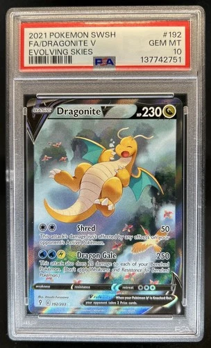 2021 Pokemon SWSH Evolving Skies Dragonite V #192/203 PSA 10 GEM MINT