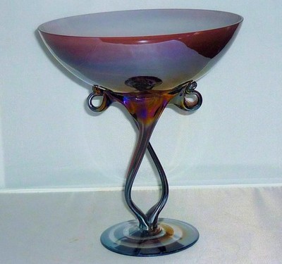 VINTAGE LILA PFLAUME IRISIEREND KUNSTGLAS JOZEFINA KROSNO FREIE FORM SÜSSE SCHALE